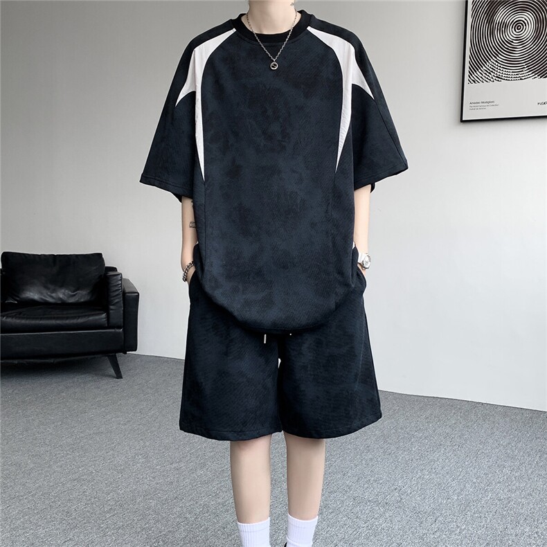现货TZ25119-P58特控98大码扎染高街潮酷休闲短袖套装，男装休闲套装，电商D232
