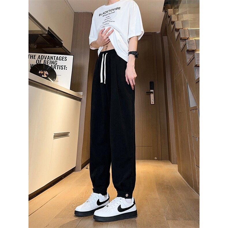 现货早秋百搭垂感搭扣休闲裤女宽松束脚裤男K706-P45控68,男装休闲裤,星座205