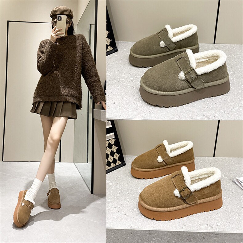 X4685-165加绒博肯鞋女2025冬季新款羊羔毛棉靴厚底雪地靴女，女鞋长靴，星座1407-3