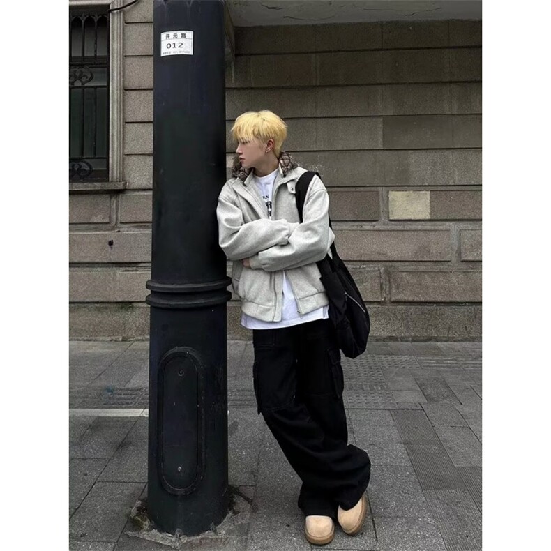 秋冬新款加厚立领夹克男复古宽松休闲高级感工装外套LW93411-P90,男装夹克,星座1008