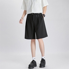 夏季美式休闲西装短裤男宽松阔腿冰丝垂感宽松五分裤子K6527-P41，男装牛仔裤，星座412-2