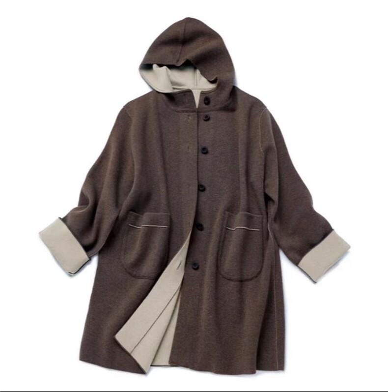 2024年秋季新款时尚简约百搭中长款长袖直筒外套，女装毛呢外套，若菲羊绒