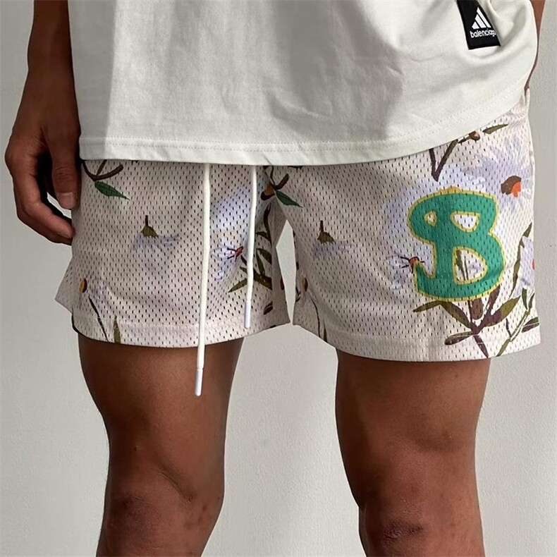 夏季篮球短裤男美式潮牌运动休闲四分裤碎花系列网眼速干透气球裤,男装牛仔裤,星座1210-1