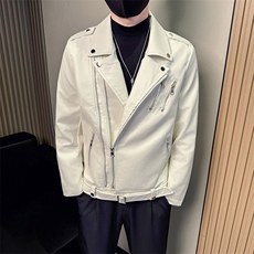 男士西装领皮衣秋季新款韩版修身潮流夹克A368-QY6023-P118，男装夹克，电商A368