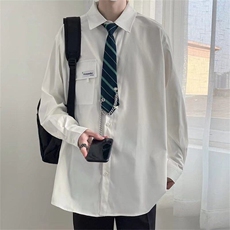 【现货】DH20-P35送领带长袖白衬衫学院风潮衬衣抖音得物现货，男装衬衫，星座603-2