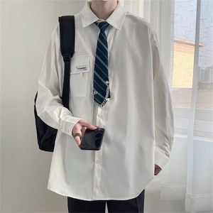 【现货】DH20-P35送领带长袖白衬衫学院风潮衬衣 抖音得物现货图片