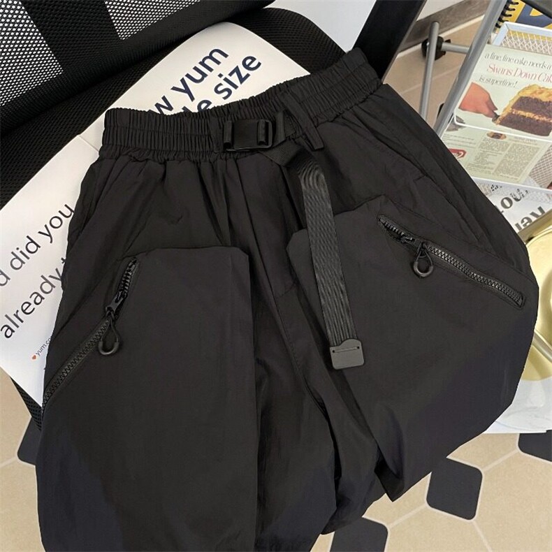 机能风休闲短裤男款夏季薄款拉链大口袋工装五分裤子D015图片