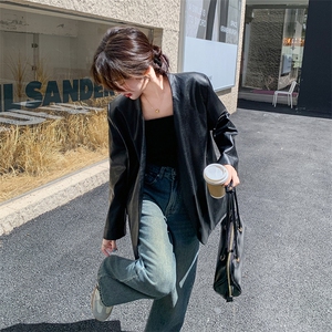 高级小众复古美式黑色皮衣外套女春秋2025超火好看酷飒短夹克上衣图片