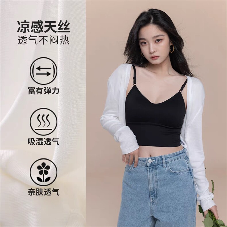 开衫外套女夏季薄款配吊带裙外搭罩衫短款防晒披肩上衣2025年夏季,针织衫/毛衣,尚可儿羊绒
