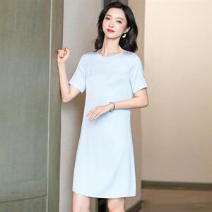 小个子真丝连衣裙女短袖2025春奢华大牌高端重磅杭州桑蚕丝中长裙图片