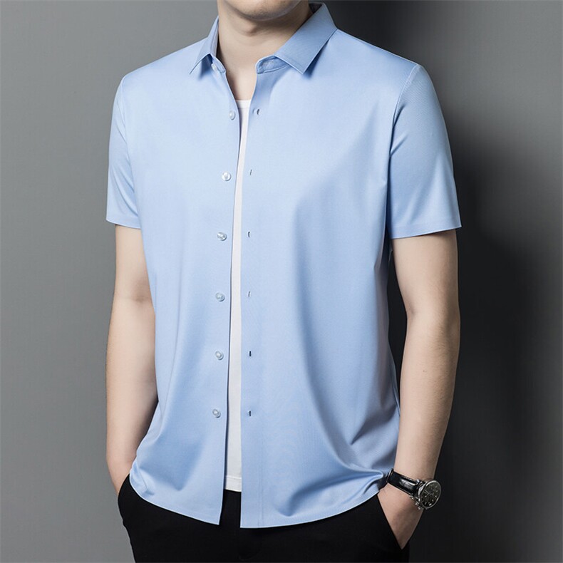 夏季新款男士短袖衬衫无痕衬衣速干商务通勤体恤衫，男装T恤，电商B360