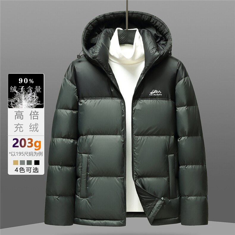 连帽拼接冬季加厚羽绒服男士休闲外套印花羽绒衣A266-YR2519-P225图片
