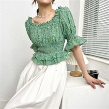 新款小碎花一字肩上衣，其它，序儿