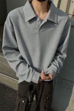 黑墙2026春装套头翻领卫衣男装春季大码宽松长袖打底T恤S390特P38，男装T恤，电商A233-1