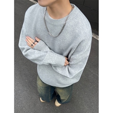 YK86032-P35腈纶45%锦纶24.3%聚酯纤维30.7%圆领纯色毛衣男秋冬，男装针织衫/毛衣，电商A086-1