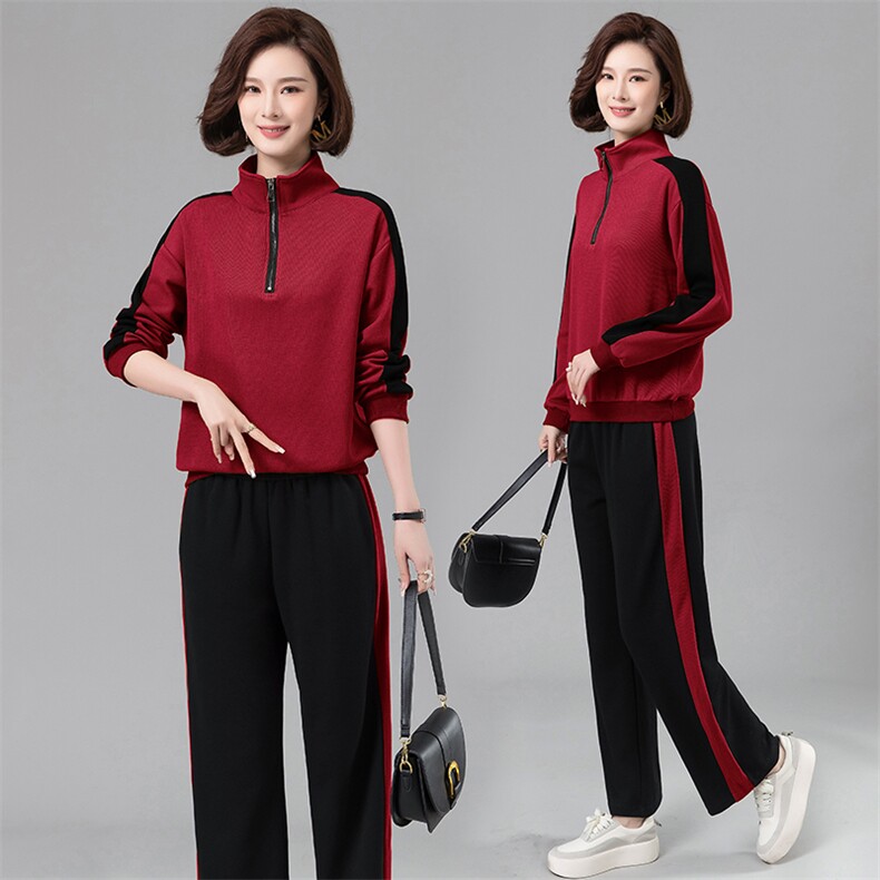 春秋休闲运动服套装女2025新款时尚撞色洋气减龄高级感卫衣两件套，女装套装/套裙，凝聚力