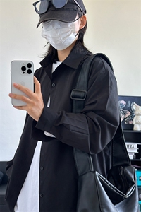 四季薄款冰丝长袖衬衫男简约纯色垂感休闲长袖痞帅衬衣CS031-P28图片