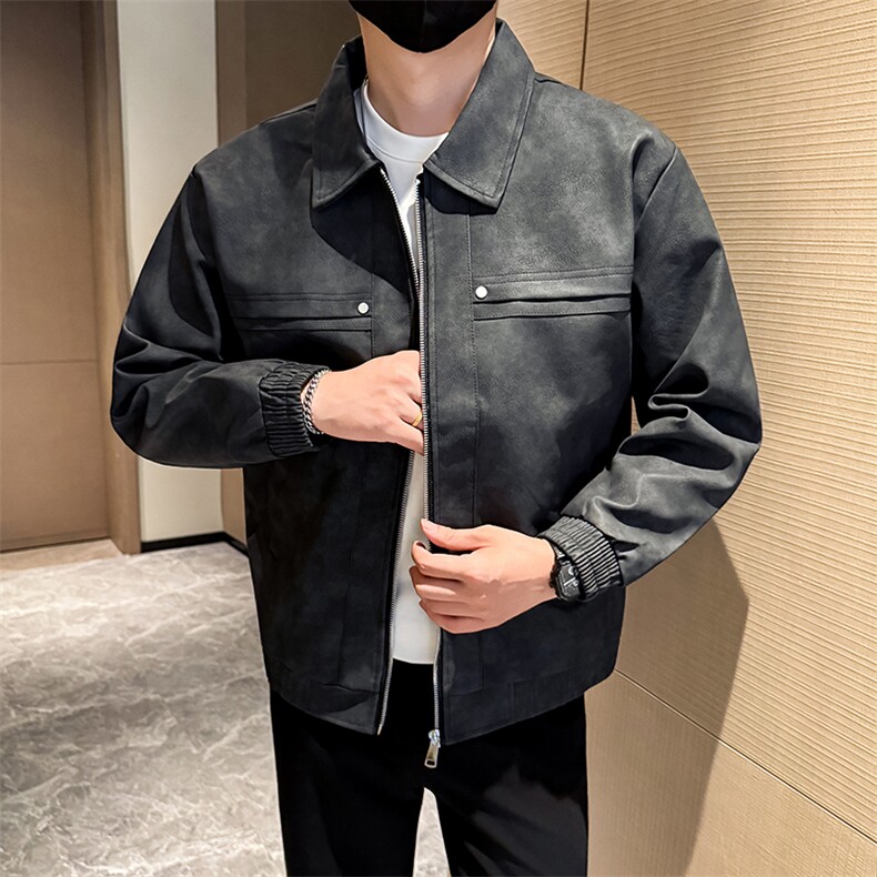潮流皮衣外套男春秋季复古百搭拉链宽松机车服pu皮夹克潮JK2591,男装夹克,星座301B-1