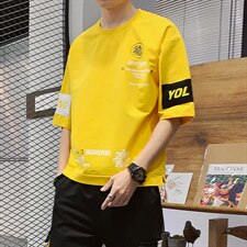 夏季短袖t恤男潮流宽松半袖印花打底衫男士上衣服DT05P30，男装T恤，电商A086