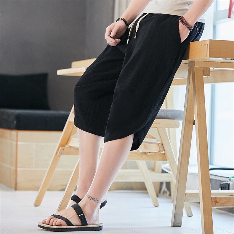 风男七分裤亚麻棉麻宽松哈伦裤子民族风萝卜裤，男装牛仔裤，星座1206（原A206）