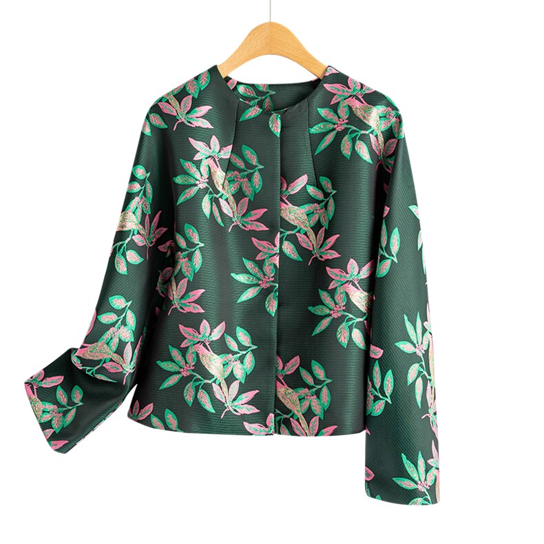 水衣源2668款新中式短款提花羽绒服女,女装羽绒服,水衣源