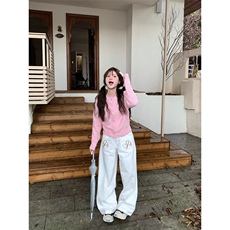 欧美街头潮牌反穿脏脏牛仔裤女高街风刺绣宽松显瘦直筒阔腿拖地裤，男装牛仔裤，四季星座505