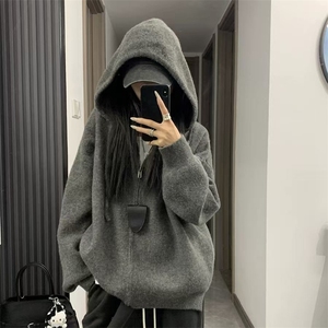 2025年秋季新款百搭女士拉链长袖连帽开衫·图片