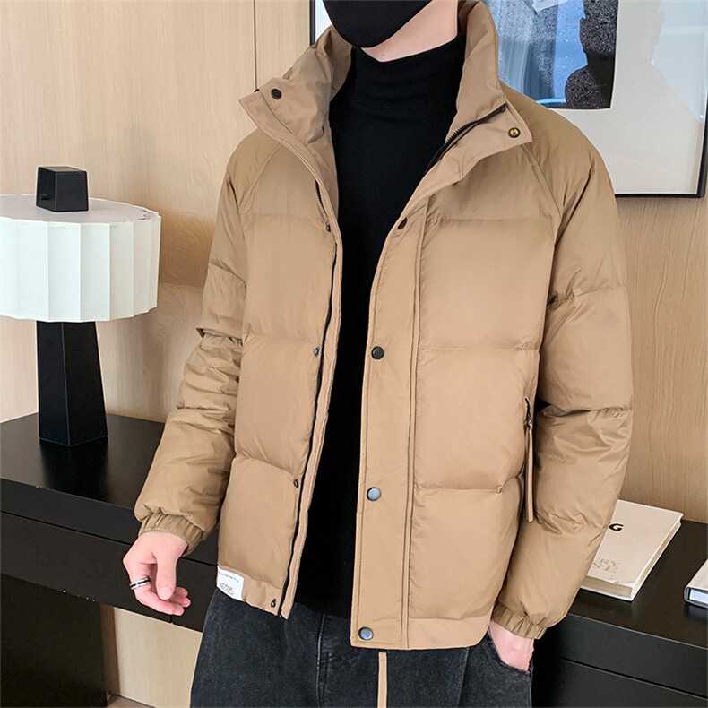 港风时尚拼色拉链口袋羽绒服男2024秋季新款休闲宽松立领羽绒服,男装羽绒服,电商A409-1