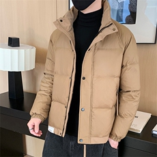 港风时尚拼色拉链口袋羽绒服男2024秋季新款休闲宽松立领羽绒服，男装羽绒服，电商A409-1