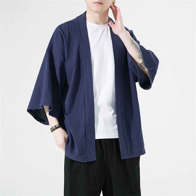 2023风春夏棉麻披风开衫男宽松防晒服小众风衣A203-666特p25图片