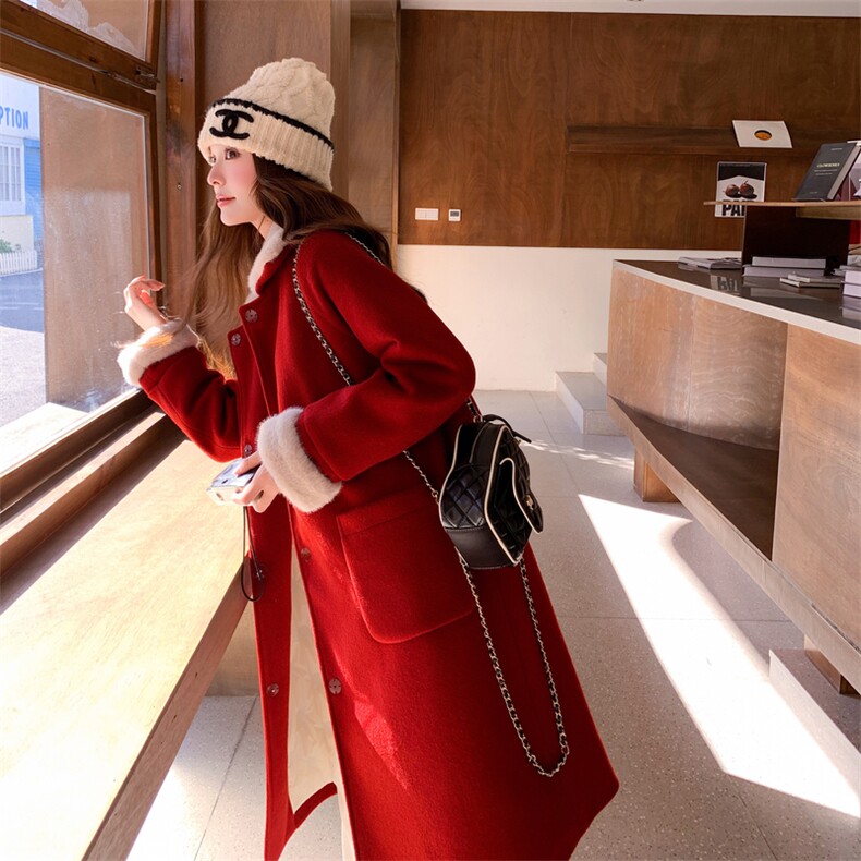 现货--冬季红色羽绒内胆呢大衣203-9578-P275-K418,女装羽绒服,浙宝203