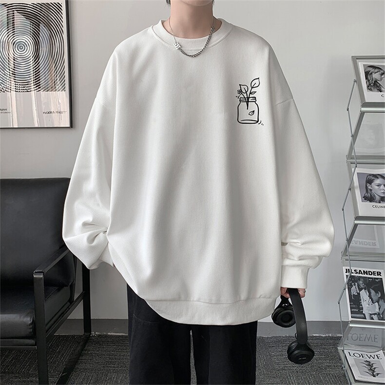 5XL华夫格卫衣男大码胖子圆领长袖t恤 HW76430-P30图片