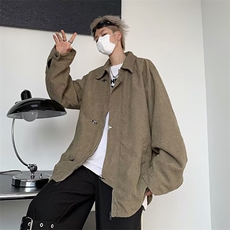 复古仿灯芯绒双层门襟肩部造型分割飞机扣开合方领短夹克JY755，男装夹克，星座1116A-1（原606A）