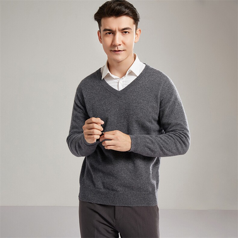 2024秋冬新款山羊绒男士V领羊绒衫男装，男装羊绒套衫，镁纯羊绒