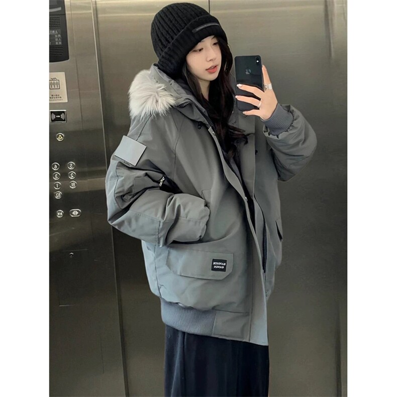 网图有货 工装派克棉服外套女冬季加厚毛领棉袄男 A139-P105图片