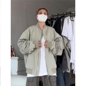 高街复古飞行员夹克垫肩短款工装外套男生高级感vintage棒球服