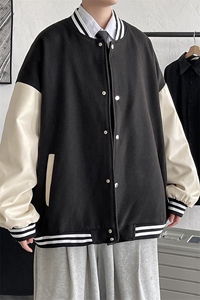 1港风毛呢子休闲宽松原创潮流棒球服大码M-5XL夹克男7423P70控98图片