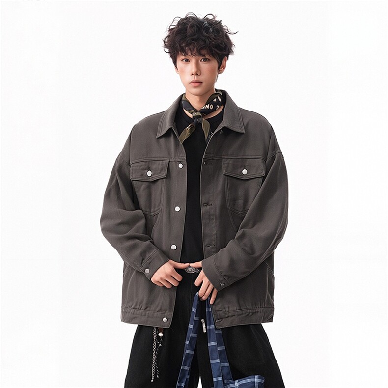 经典复古款工装潮流牛仔夹克港风质感水洗街头风外套HY02TP60控85，男装夹克，电商A102B