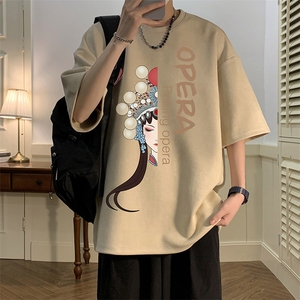京剧脸谱麂皮绒短袖t恤男大码半袖男 JD82161-P25图片