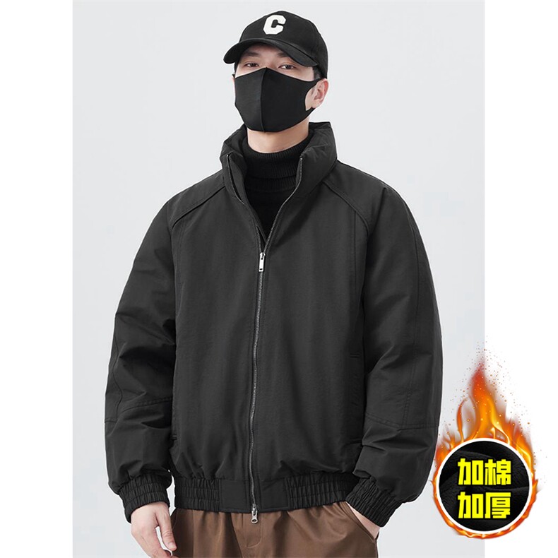 现货美式高街休闲棉衣夹克三防立领纯色户外工装加厚棉服外套图片