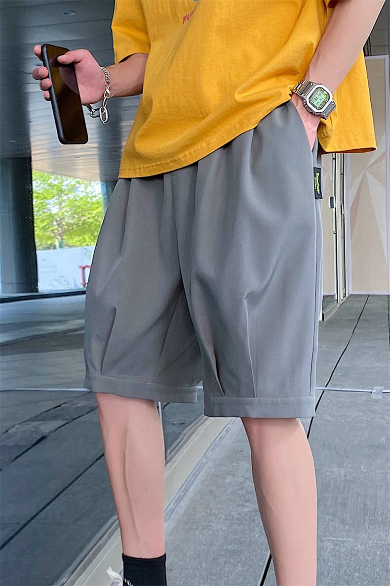 A125-6601-P20冰丝加大码港风男士五分休闲裤百搭潮流宽松休闲,男装休闲裤,电商A125