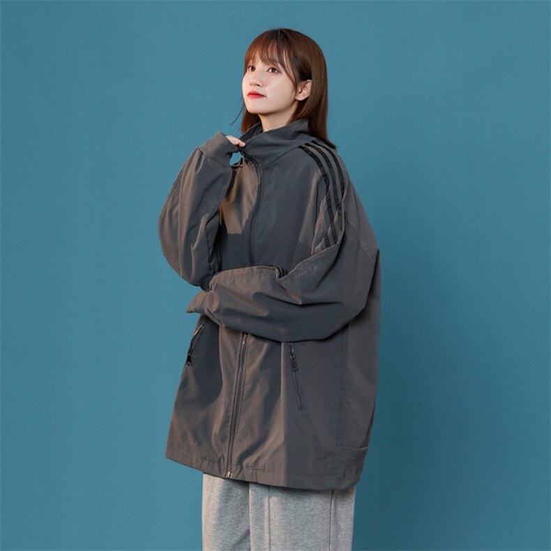 JK2005/P45春装中性风开衫宽松立领夹克女男棒球服大码外套控68，女装短外套，电商A141