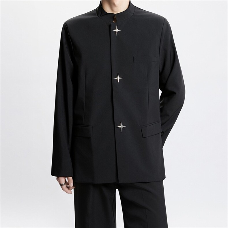 西装外套男设计感金属扣垫肩西服小众高级立领中山装6122P62，男装西服，星座410-2