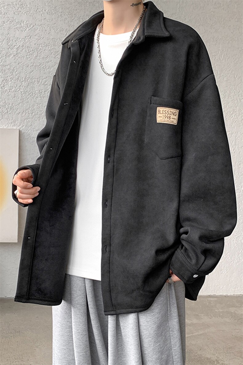 8XL-M秋冬款加绒加厚衬衫男做旧脏脏保暖外套大码衬衣CS29002P65,男装衬衫,电商B312