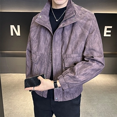 美式短款宽松男装皮衣2025秋季外套男夹克偏大C317-2591-P165，男装夹克，电商C317