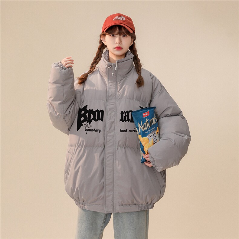 白鸭绒中性22冬季时尚潮流字母印花抽绳立领羽绒服YR224P195控258,男装羽绒服,A247A