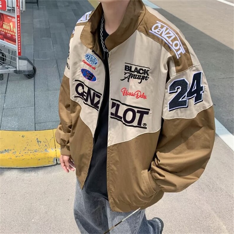 美式复古赛车服外套男高级感痞帅机车夹克秋季潮牌棒球服DA68P60,男装夹克,星座1116-2