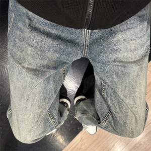 男士直筒牛仔裤微磨毛设计简约休闲破洞裤610A-1-K3701-P58图片