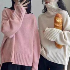 秋冬季羊毛休闲时尚通勤内搭百搭前短后长高领羊毛衫，女装羊毛衫，圣旺供货