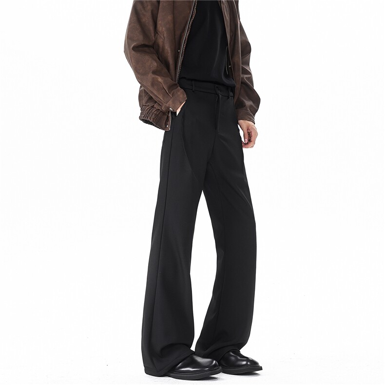 cleanfit黑色微喇弯刀西裤美式高街裤子男直筒休闲西装裤KZ058P50，男装西服套装，电商B312